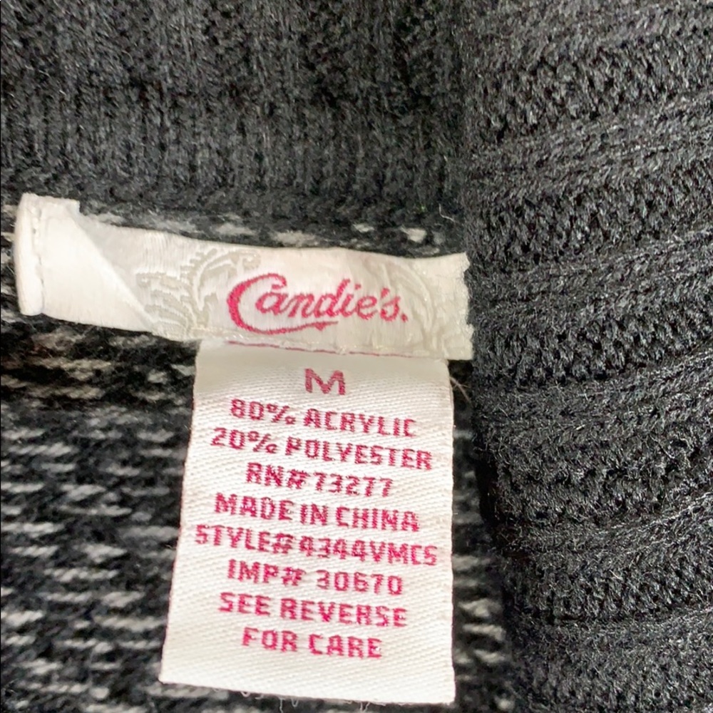 Candie's Sweater Poncho Black Gray M - Picture 5 of 8